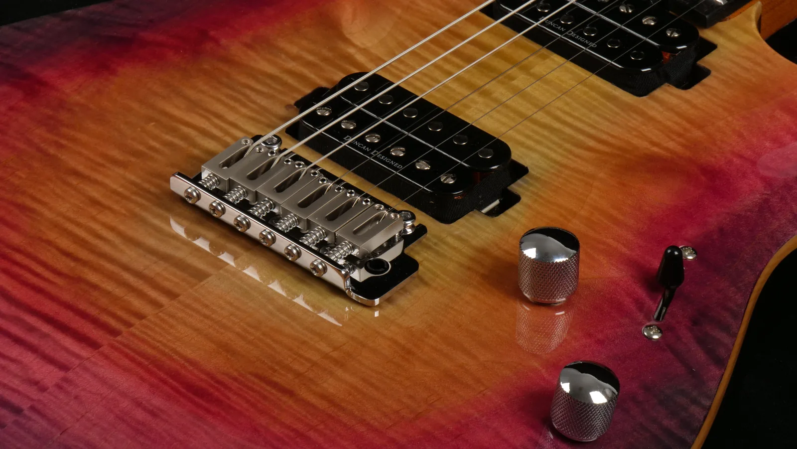AT24 flamed maple veneer and Nebula finish