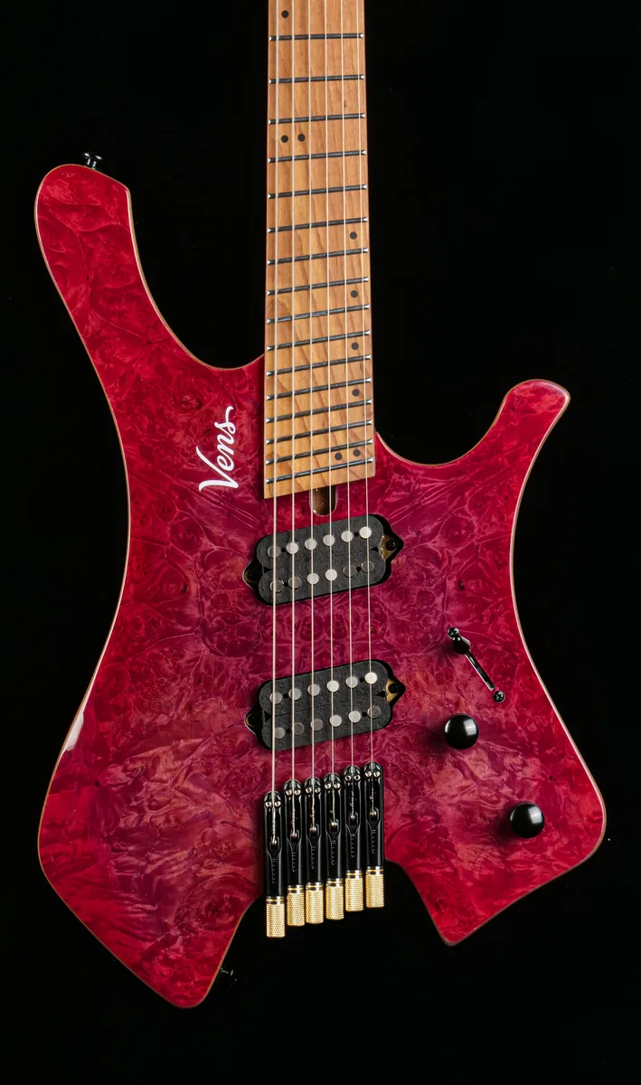 HTF24-BM-OR in Sakura Mist finish, body and fingerboard view